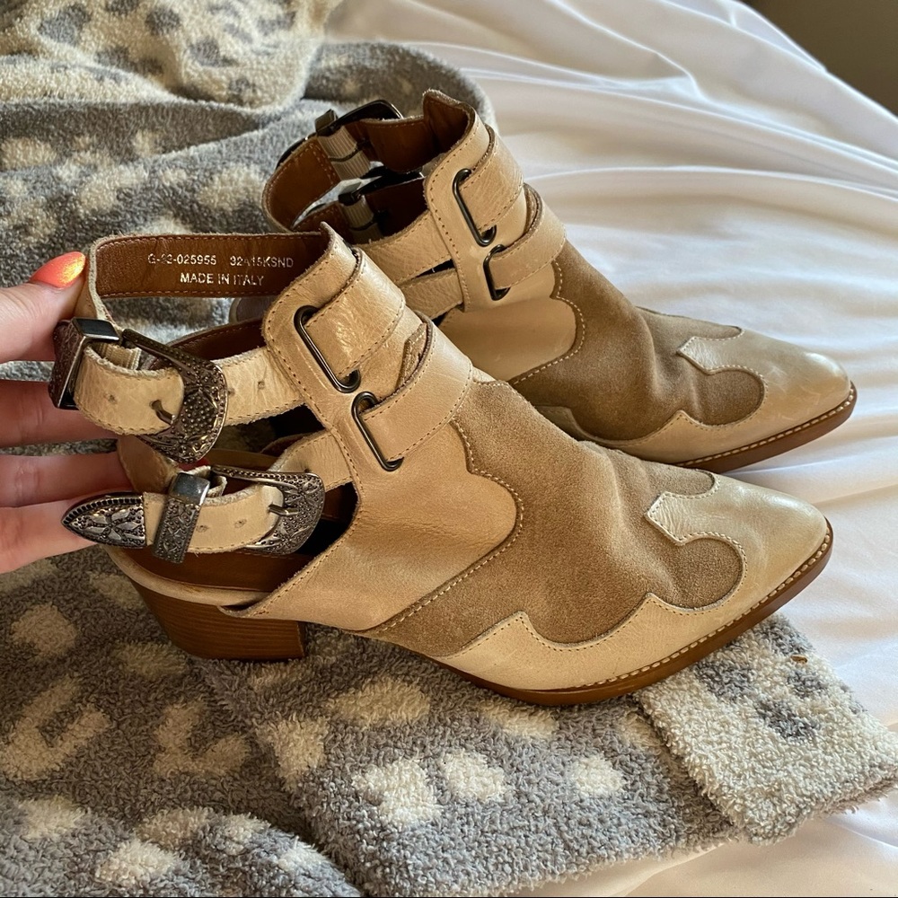 Topshop tan suede western cowboy boots